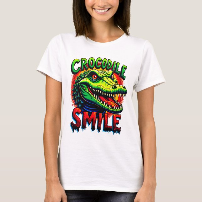 Camiseta "Sorriso crocodilo alegre - Divertido e Whimical (Frente)
