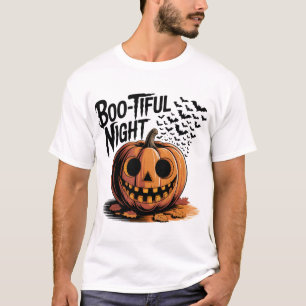 Camiseta Sorriso de abóbora com Design de Folhas de outono