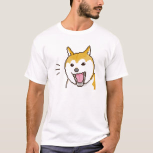 Camiseta Sorriso de Cachorro Shiba Inu, tipo Pixelart