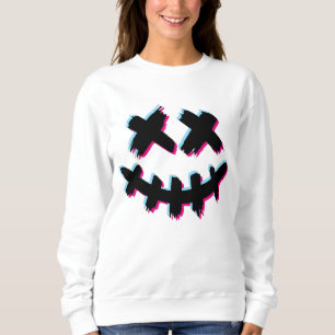 Camiseta Sorriso de Rosto de Traço Assustador Falha Feliz D