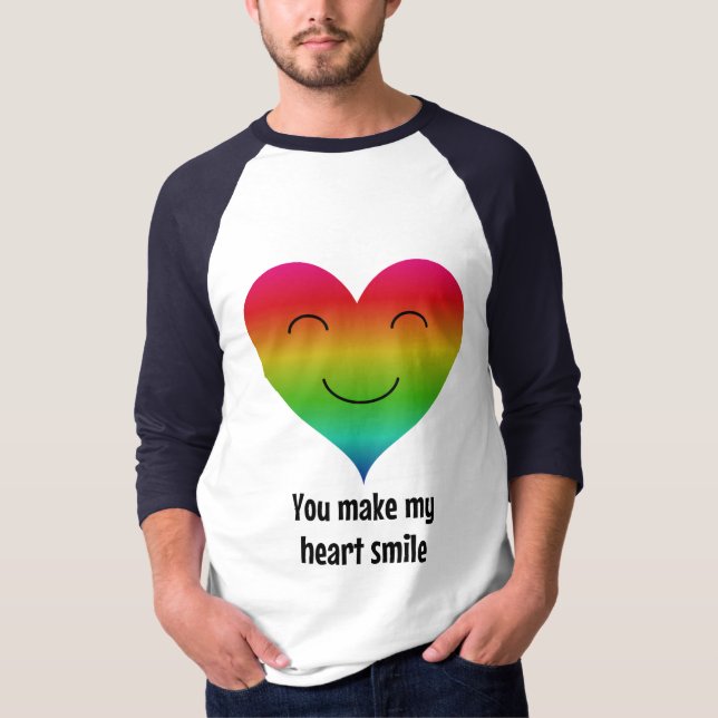 Camiseta sorriso do coração arco-íris (Frente)