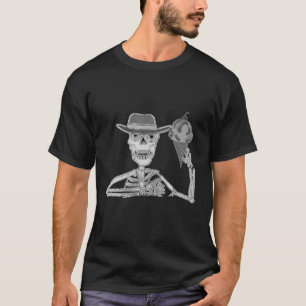 Camiseta Sorriso Engraçado Engraçado Esqueleto Sorvete Come