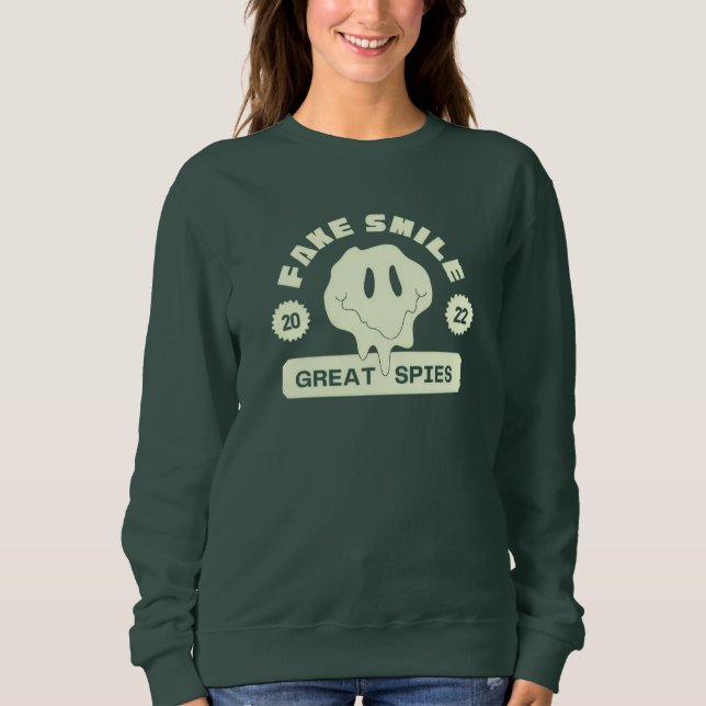 Camiseta sorriso falso grande capuz de espiões (Frente)