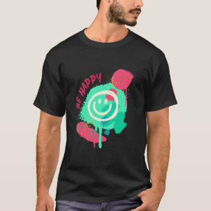 Camiseta Sorriso Feliz Grafite Rosa e Verde Menta Street Ar