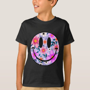 Camiseta Sorriso Flor Silvestre Retro Face Floral Feliz