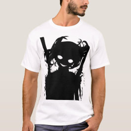 Camiseta Sorriso Malicioso: Anime Sinistro com Olhos Brilha