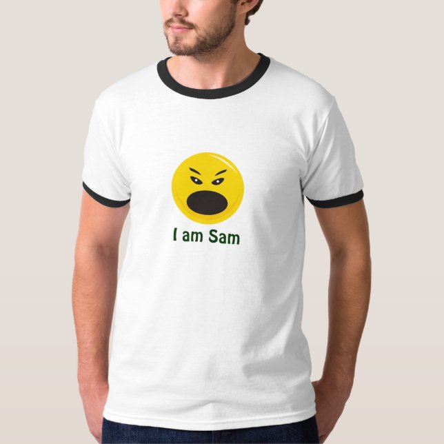 Camiseta sorriso médio, eu sou Sam (personalize) (Frente)