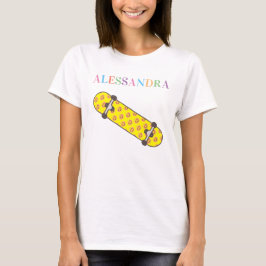 Camiseta Sorriso padrão facial Skateboard e nome personaliz