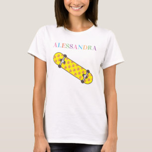 Camiseta Sorriso padrão facial Skateboard e nome personaliz