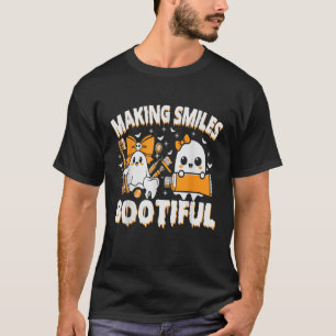 Camiseta Sorrisos Bootiful no Halloween Fantasma Divertido
