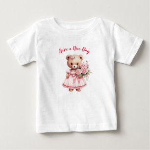 Camiseta Sorrisos de Espalhamento: Urso de Teddy com Flores