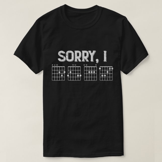 Camiseta Sorry I Play Guitar Chords Design (Frente do Design)