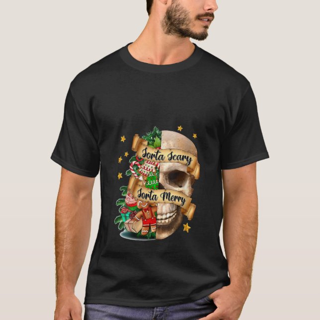 Camiseta Sorta Assustadora Sorta Feliz Natal Pelos Xmas Árv (Frente)