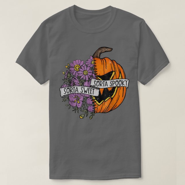 Camiseta Sorta Doce Sorta Spooky Engraçada Hallowen Pumpkin (Frente do Design)