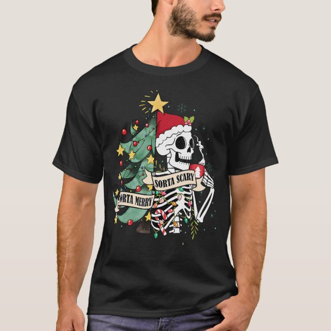 Camiseta Sorta Feliz Sorta Aspiração Esqueleto Quente Cacau (Frente)