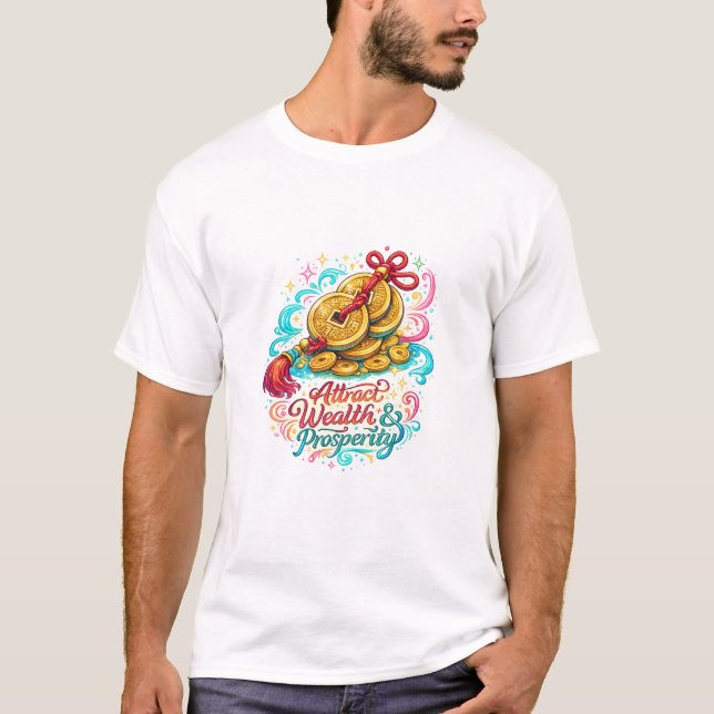 Camiseta Sorte Amuleto Moedas Chinesas | Arte Feng (Frente)