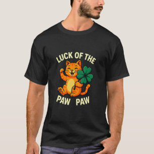 Camiseta Sorte da Garra Gato Trevo Gráfico Divertido
