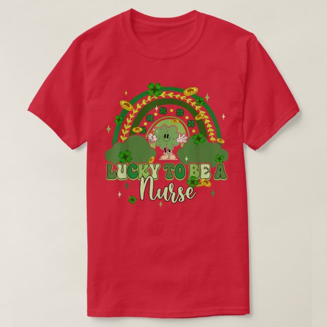 Camiseta Sorte De Ser Uma Enfermeira, Rua Arco-Íris De Groo (Frente do Design)