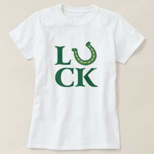 Camiseta Sorte do Tee Irlandês, Shamrock Lucky Horse Shoe