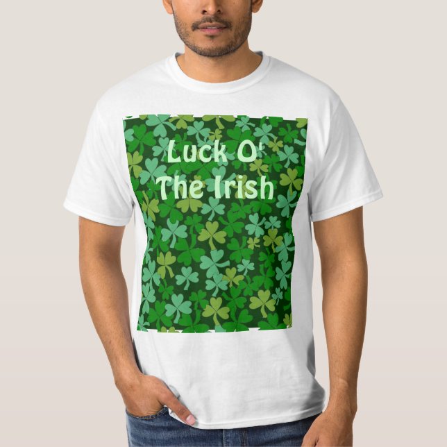 Camiseta Sorte do Tee Personalizado dos Shamrocks Verdes Ir (Frente)