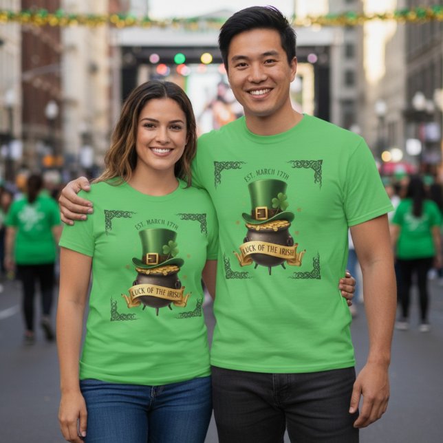 Camiseta Sorte dos Irlandeses Pote de Ouro (Criador carregado)