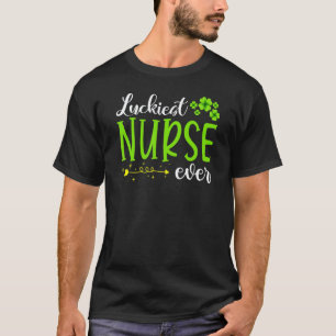 Camiseta Sorte Irlandesa Enfermeira Mais Sortuda Estetoscóp