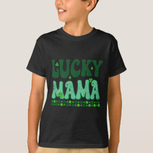 Camiseta Sorte Mãe Família Combinando Retro Groovy St Patri