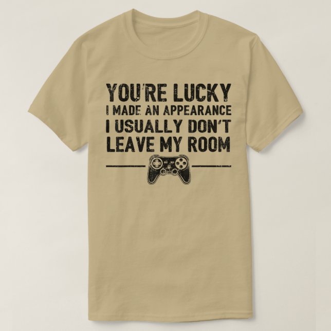Camiseta Sorte que fiz um vídeo game de aparência (Frente do Design)