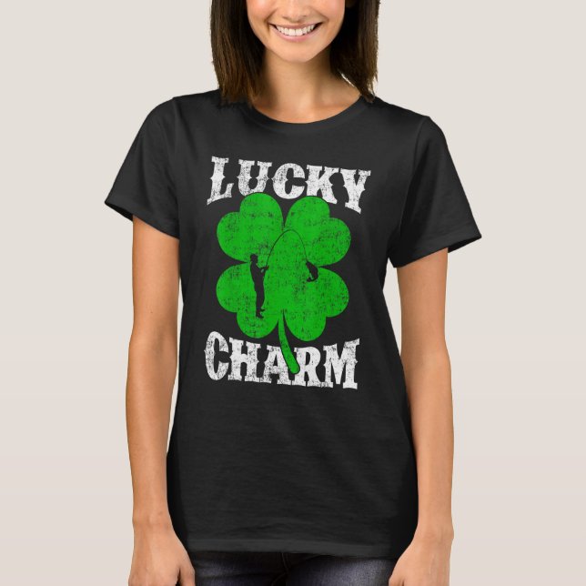 Camiseta Sorte Sazonal Charme de Trevo de Três Folhas para  (Frente)