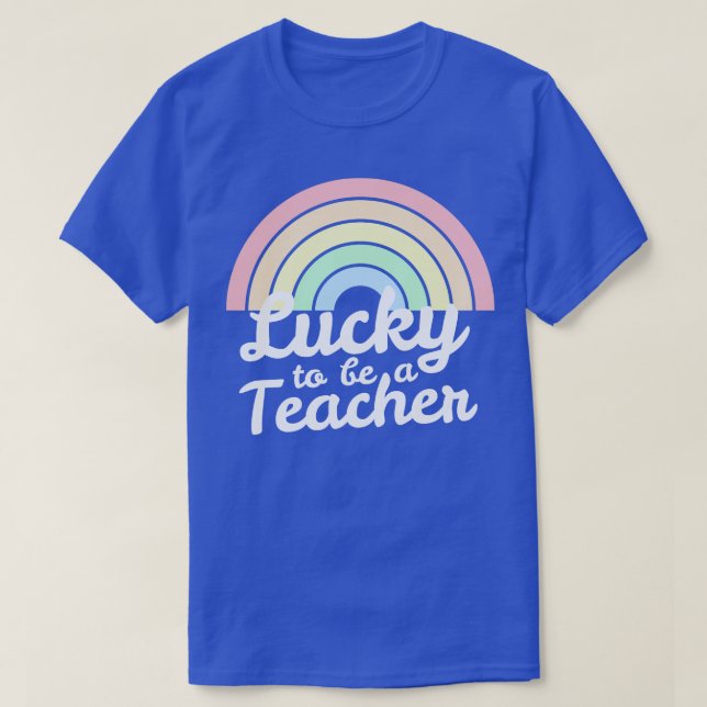 Camiseta Sorte Ser Professora Rainbow Irish St Patricks Da (Frente do Design)