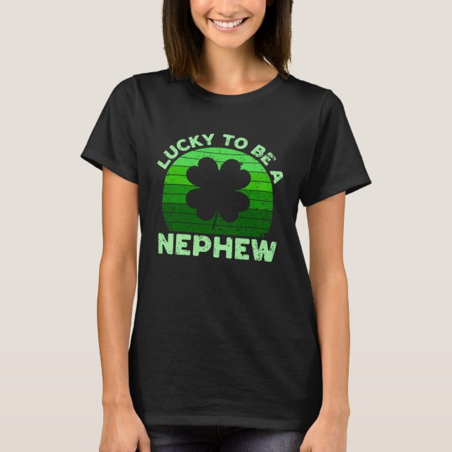 Camiseta Sorte Ser Sobrinho Leprechaun Shamrock St Patricks (Frente)