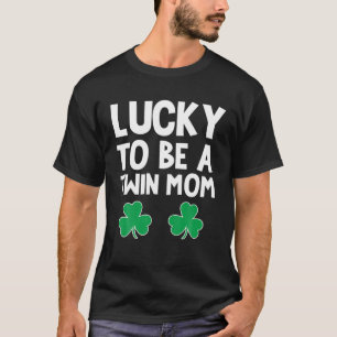 Camiseta Sorte Ser Uma Mãe Gêmea Dia de São Patrício Sorte