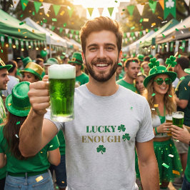 Camiseta Sorte Suficiente Shamrock Dia de São Patrício