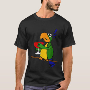 Camiseta Sorteio Engraçado Papagaio Bebendo Vinho T-sh