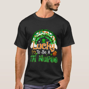 Camiseta Sortuda por ser enfermeira Va trevo arco-íris St P