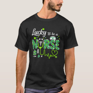 Camiseta Sortuda por ser uma enfermeira Estetoscópio Jaleco