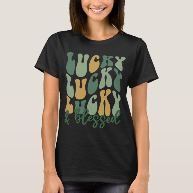 Camiseta Sortudo E Dia de São Patrício Abençoado Sorte (Frente)
