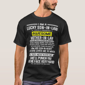 Camiseta Sortudo genro, eu tenho uma mãe maravilhosa.