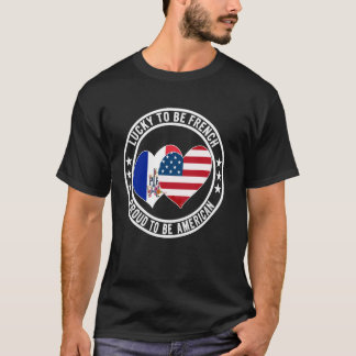 Camiseta Sortudo por ser francês Orgulhoso por ser american