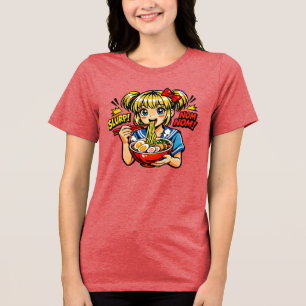 Camiseta Sorva Garota de Anime Comendo Macarrão Ramen