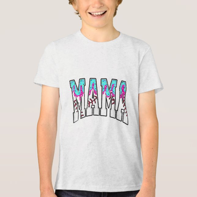 Camiseta Sorvete Baseball Mama Drim Com Prédios Baseba (Frente)