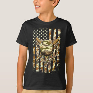 Camiseta Sorvete Beisebol Drip para Meninos Camo Bandeira E