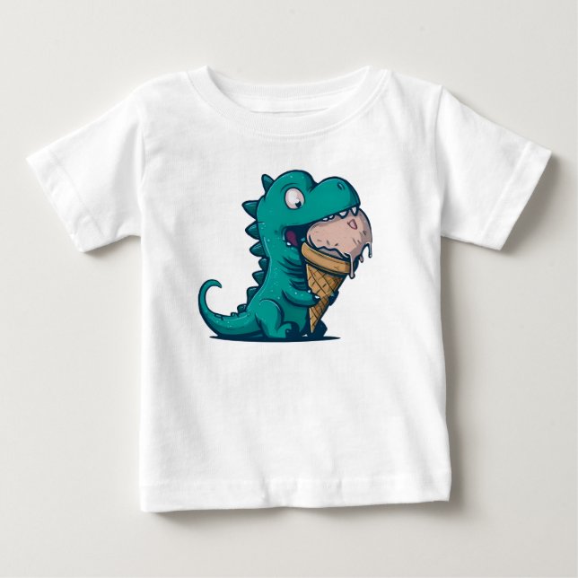 Camiseta Sorvete Blue Dino Loves - Arte Engraçada (Frente)