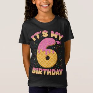 Camiseta Sorvete bonito É meu aniversário 6 6 anos Garota