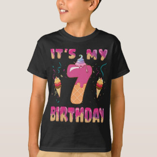 Camiseta Sorvete bonito É meu Docinho de aniversário de 7, 
