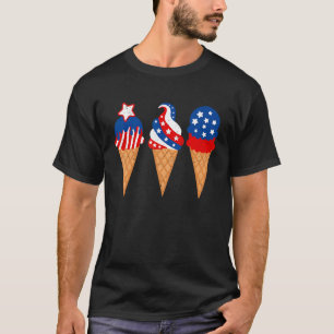 Camiseta Sorvete Branco Azul Bandeira Americana 4 De Julho