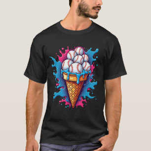 Camiseta Sorvete Bysebyll Design Fofo Amante de Esportes 