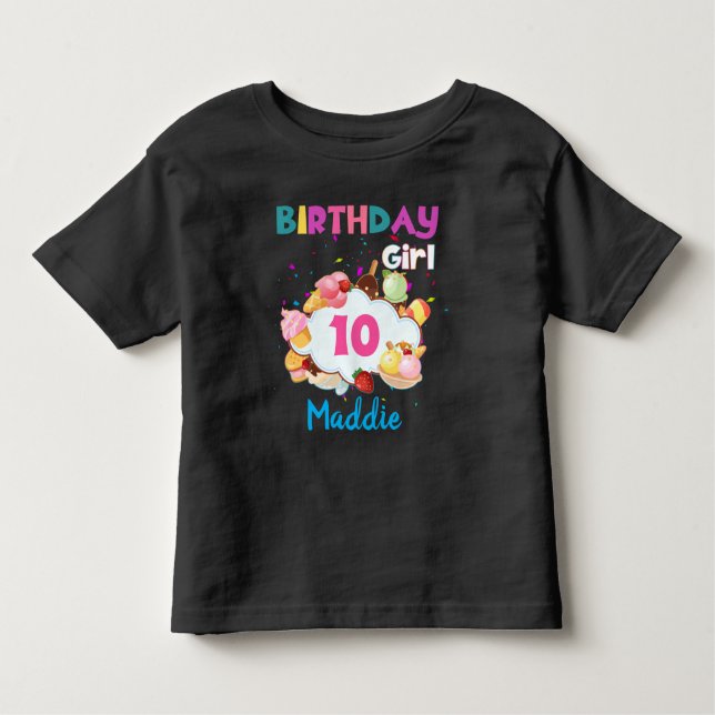 Camiseta Sorvete Colorida Cones Birthday Girl (Frente)