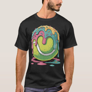 Camiseta Sorvete Colorido Pingando Bola de Tênis Para Joven