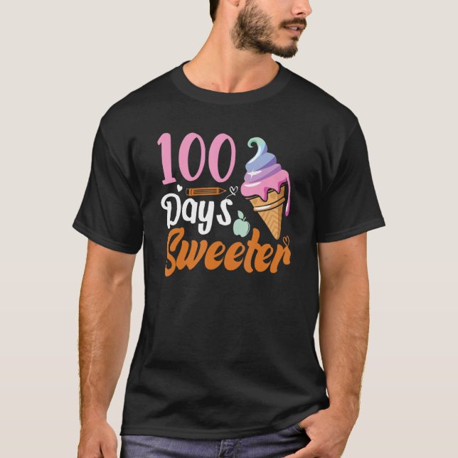 Camiseta Sorvete Cone 100 Dias De Professores Raparigas B (Frente)